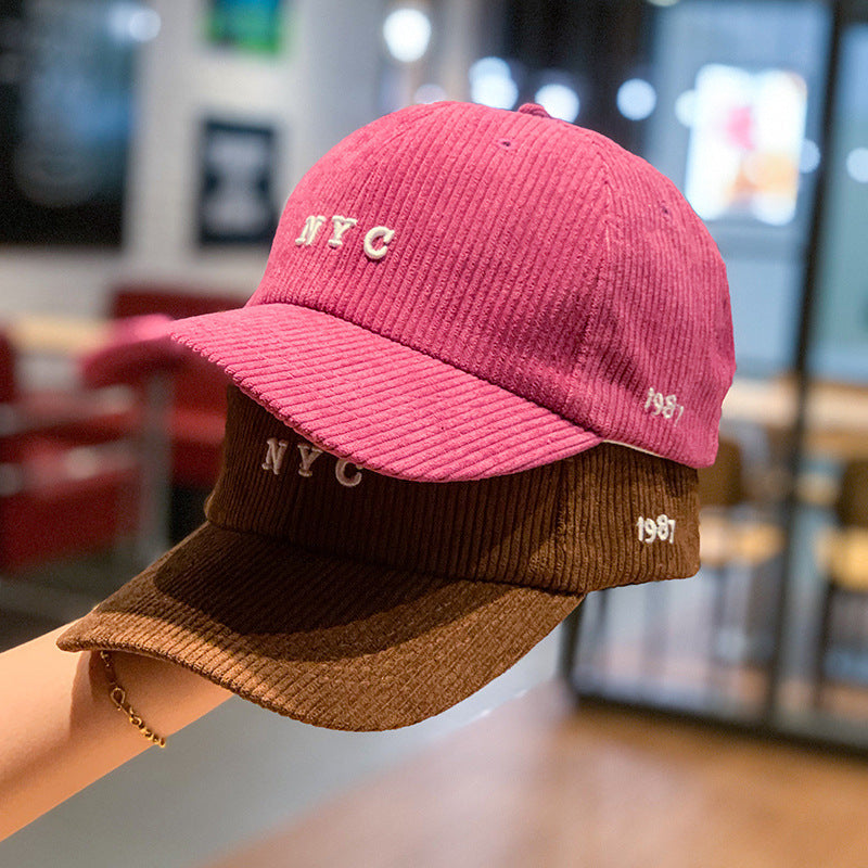 British Retro Solid Color Corduroy Hat