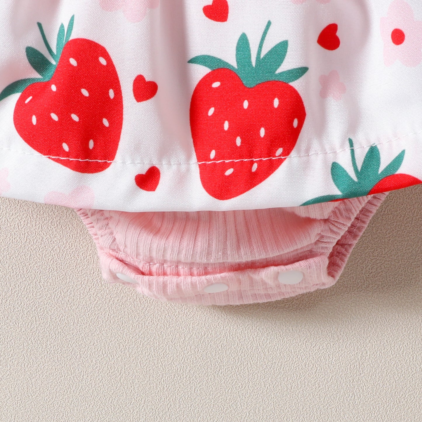 Sleeveless Infant Strawberry Print Bow Romper