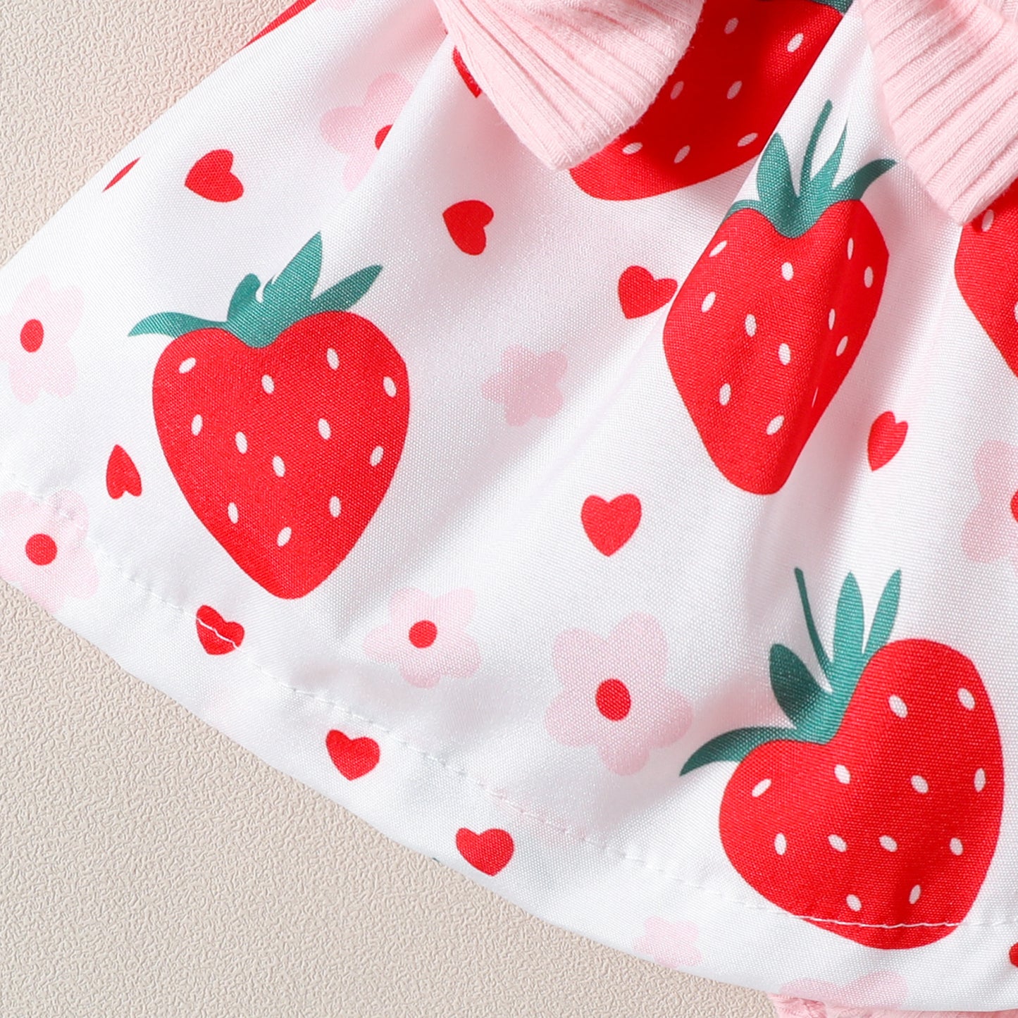 Sleeveless Infant Strawberry Print Bow Romper