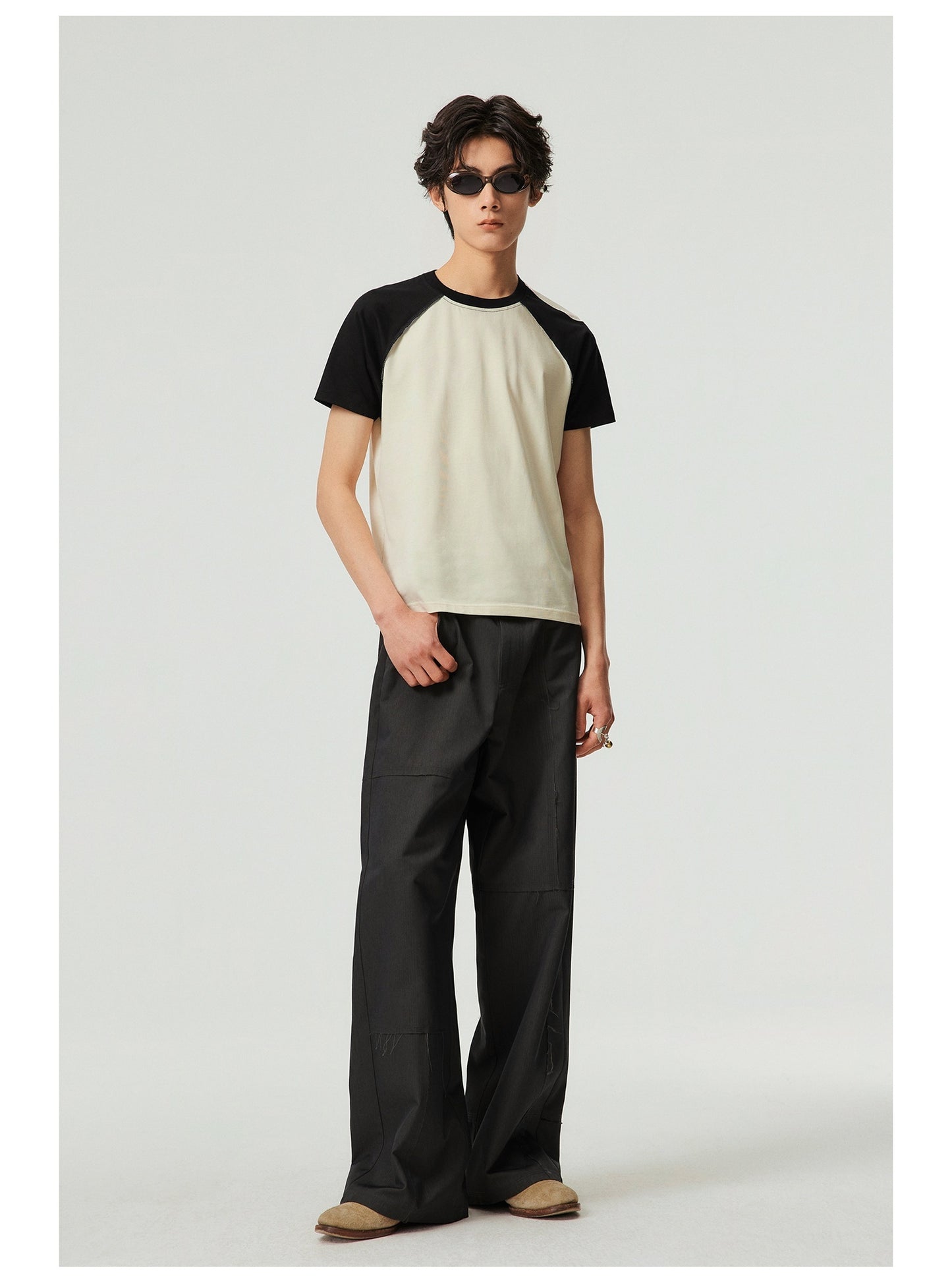 Heavy Two-Color Round Neck Shirt