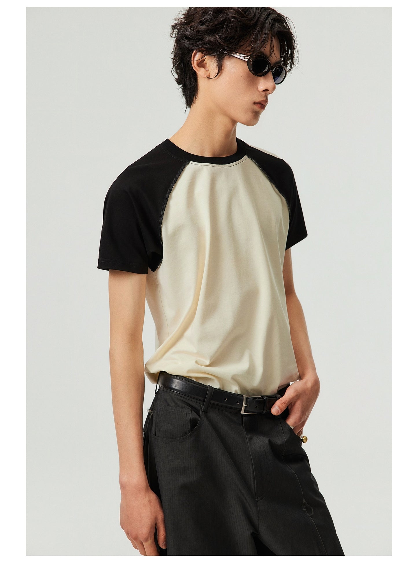 Heavy Two-Color Round Neck Shirt